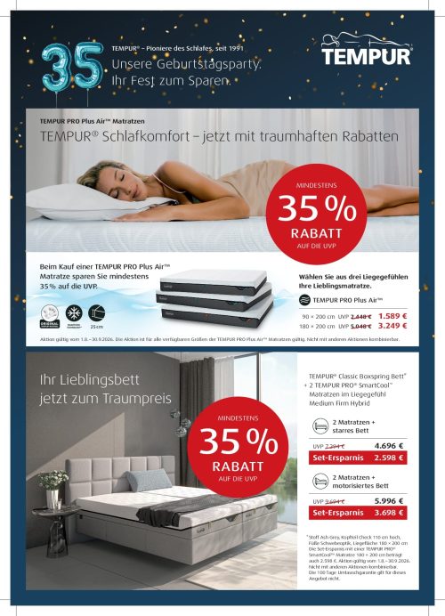 Tempur Aktion Einrichtungshaus Angermüller